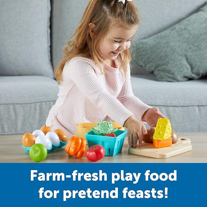 Learning Resources New Sprouts Farm-to-Table Fresh Market - Play Food for Kids Kitchens, Grocery Store, Gifts for Boys and Girls, Ages 18 Months+,27 Pieces