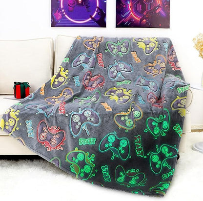 Gamer Gifts for Teen Boys Kids Gaming Controller Toys - Glow in The Dark Blanket Gamepad Gifts for 2 4 6 8 10 11 Year Old Boys - Game Room Decor for Men Son Boyfriend Birthday Christmas 50"x60"