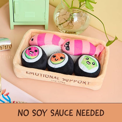 Emotional Support Sushi by Relatable - Cuddly Stuffed Animals and Toys, Squishy Toys and Plushies, Great Gift Ideas for Loved Ones of All Ages - Includes 5 Plushies with Carrying Basket