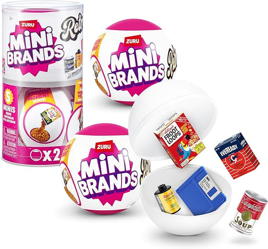 Mini Brands Retro 2 Pack Capsule with 60+ Mystery Mini's to Collect, Real Licenses, Rare Collectibles, Blind Pack, Ages 3+