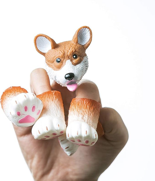 AQKILO Corgi Finger Puppet Set, Animals Puppet Show Theater Props, Novelty Toys Weird Stuff Gifts