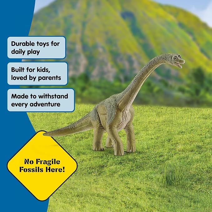 Schleich Dinosaurs - 9.5" Brachiosaurus - Realistic, Durable Green Dinosaur Toy - Educational Fun Long Neck Dino Figurine for Boys and Girls - Montessori Figures for Kids Ages 4+ | 14581