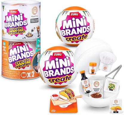 Mini Brands Create MasterChef Series 2 by ZURU (2 Pack) – Real Mini Dishes with Ingredients, UV LED Tool & Recipe Card | DIY Toy Capsule Non-Edible Collectible for Kids, Teens, and Adults.