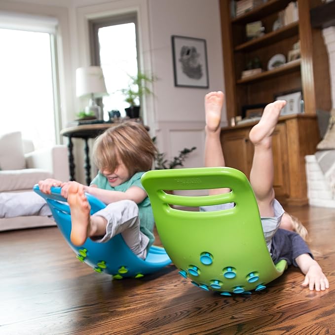 Fat Brain Toys Teeter Popper, Indoor Toddler Sensory Toys for Ages 3 and Up, Green