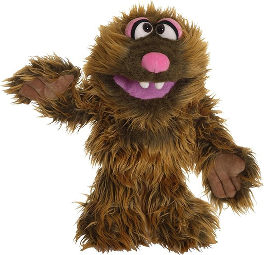 Living Puppets 12-Inch Plush Friendly Brown Monster Hand Puppet - Fine European Design, Ultra-Soft and Cuddly, Promotes Child Development, Safety Certified, Teacher-Recommended for Boys and Girls