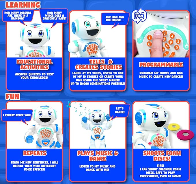 LEXiBOOK Powerman Star - Remote Control Walking Talking Toy Robot STEM Programmable for Kids 4+ - ROB85EN