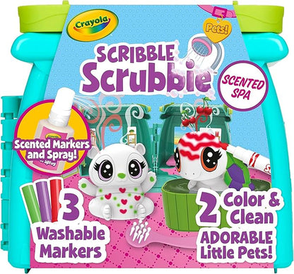 Crayola Scribble Scrubbie Pets Scented Spa, Animal Toy Playset, Includes Washable & Scented Markers, Gifts for Girls & Boys, Ages 3+