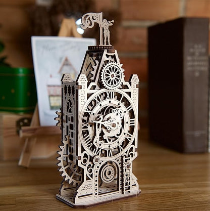 UGEARS Old Clock Tower 3D Wooden Puzzles for Adults - Wooden Model Kits for Adults Clock Kit for Do It Yourself Wood Building Kit for Adult Mechanical Puzzle Brain Teaser, Hobby Set