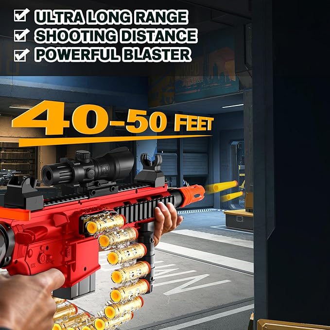Toy Guns Electric Toy Foam Blaster Soft Bullet Toy for Nerf Guns Darts Automatic Sniper Rifle with Scope, Electric Machine Guns for Boys 8-12 Age