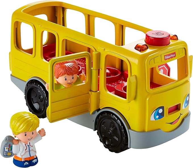 Fisher-Price Little People Musical Toddler Toy Sit with Me School Bus with Lights Sounds & 2 Figures for Pretend Play Kids Ages 1+ Years