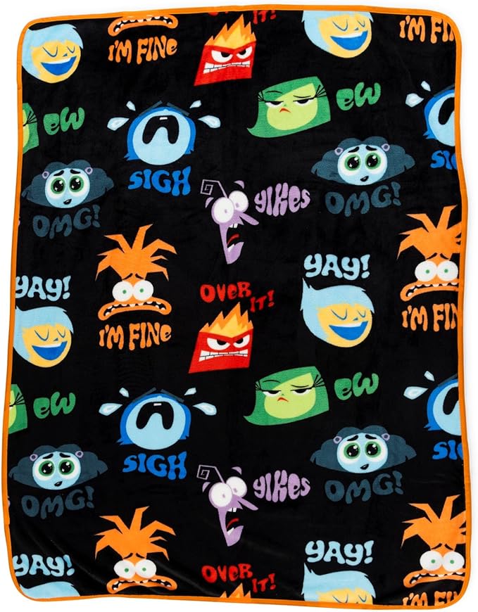 Jay Franco Disney Pixar Inside Out Anger Nogginz Set - 40 x 50 Inch Lightweight Travel Throw Blanket & Pillow - Kids Super Soft 2 Piece Bedding Set