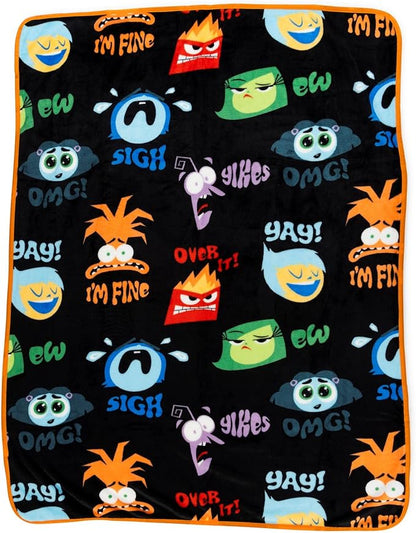 Jay Franco Disney Pixar Inside Out Anger Nogginz Set - 40 x 50 Inch Lightweight Travel Throw Blanket & Pillow - Kids Super Soft 2 Piece Bedding Set