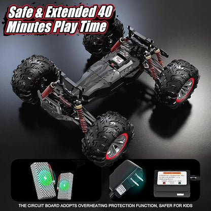 1/10 RTR Fast RC Cars,30mph Hobby Electric Off-Road Monster Truck,Waterproof High Speed RC Car 4WD Blue Remote Control Car with Two Rechargeable Batteries