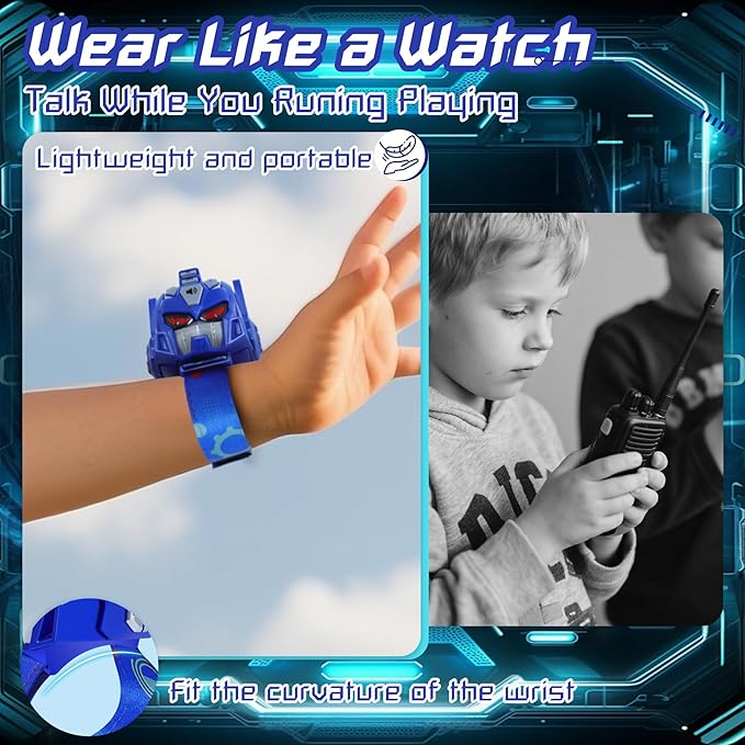 Vvinca Transform Toys Walkie Talkies for Kids 2 Pack - Toys for Boys Girls Age 3-5 5-7 8-12 Christmas Birthday Gifts for Kids Adjustable Strap Voice-Changing Clear Sound Camping Outdoor