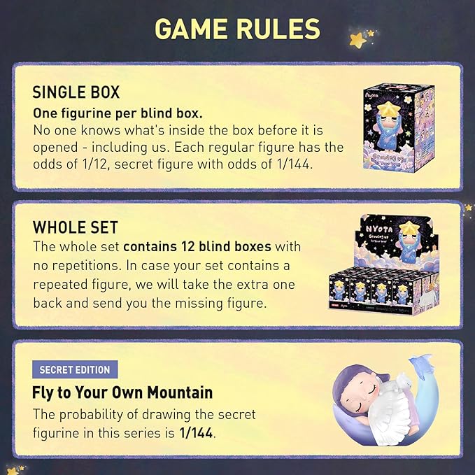 POP MART Nyota Growing up by Your Way Series Figures, 12PCs Blind Box Figures, Random Design Action Figures Collectible Toys Home Decorations, Holiday Birthday Gifts, Whole Set