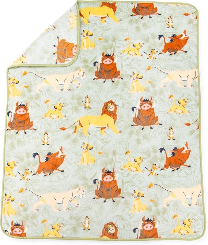 Jay Franco Disney Lion King Simba Nogginz Set - 40 x 50 Inch Lightweight Travel Throw Blanket & Plush Pillow with - Kids Super Soft 2 Piece Safari Animals Bedding Set