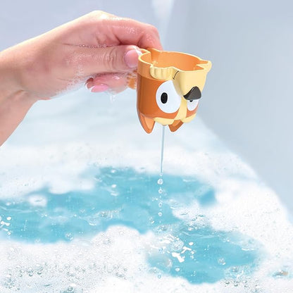 TOMY Toomies Bluey Bath Toys - Bluey's Family Pourers - Includes Chilli, Bandit, Bingo and Bluey Figures - Nesting and Stacking Cups for Bath, Beach or Pool - 4 Count - Ages 18 Months and Up