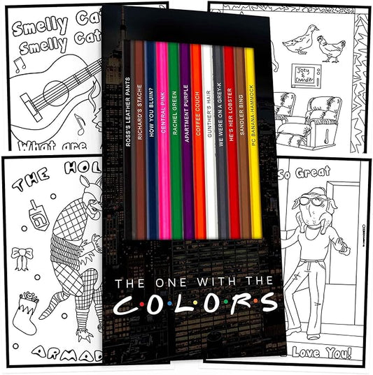 "The One with the Colors Friends-Inspired Colored Pencils Set of 12 with 5 Fun Coloring Pages – Foil-Stamped Pencils, Ideal for Fans, Artists, Teens & Adults, Great for Art Supplies