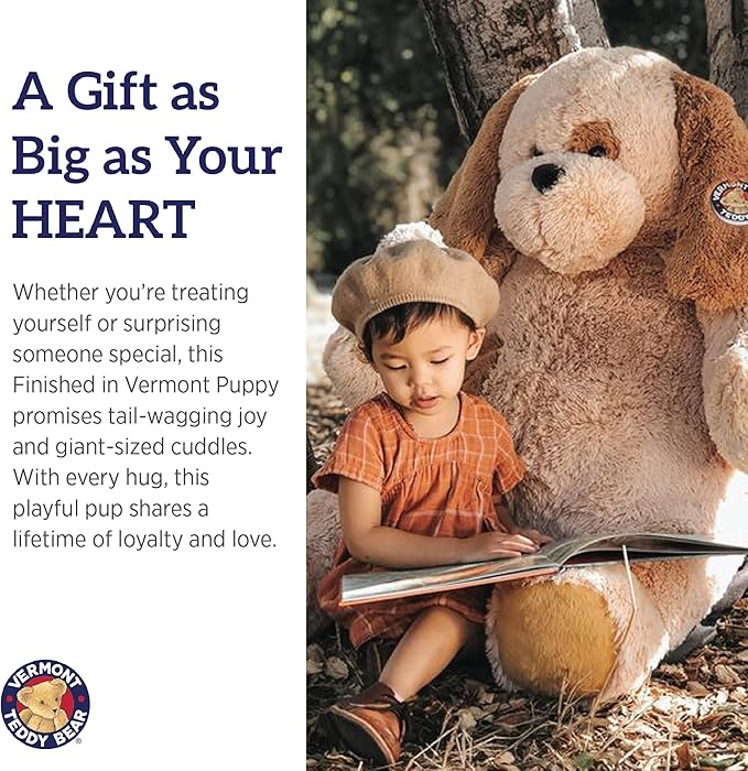 Vermont Teddy Bear Dog Stuffed Animal - 4 Foot Big Puppy Stuffed Animal from Giant Cuddle Collection - Adorable & Collectible Stuffed Dog Plush for Kids & Adults - Crafted in The USA