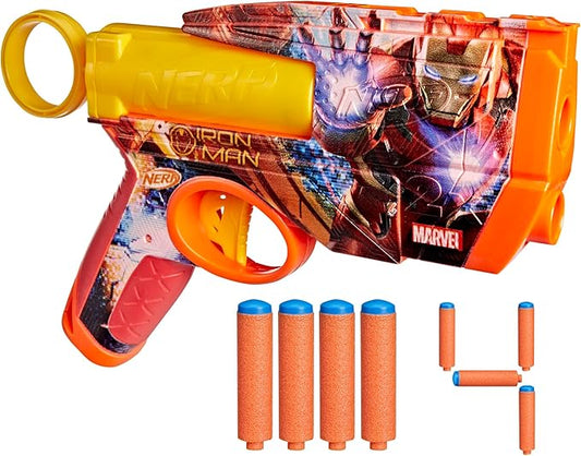Nerf Marvel Iron Man Dart Blaster | 4 Nerf N1 Foam Darts | Iron Man-Inspired Blaster Skin Designs | Kids Gifts |Outdoor Toys & Games for Ages 8+ (Amazon Exclusive)