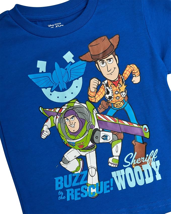 Disney Cars Toy Story Boys Shirts - 2 Pack Lightning McQueen Buzz Lightyear Short Sleeve Boys Tees for Toddler and Little Boy