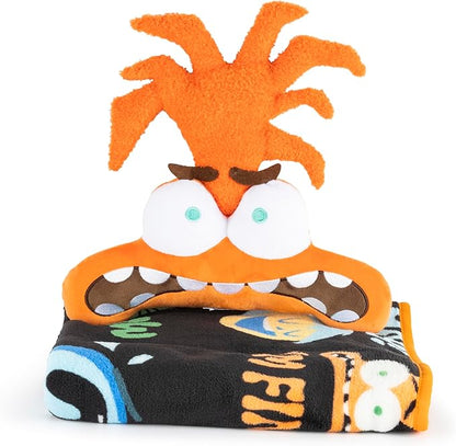 Jay Franco Disney Pixar Inside Out Anxiety Nogginz Set - 40 x 50 Inch Lightweight Travel Throw Blanket & Pillow - Kids Super Soft 2 Piece Bedding Set