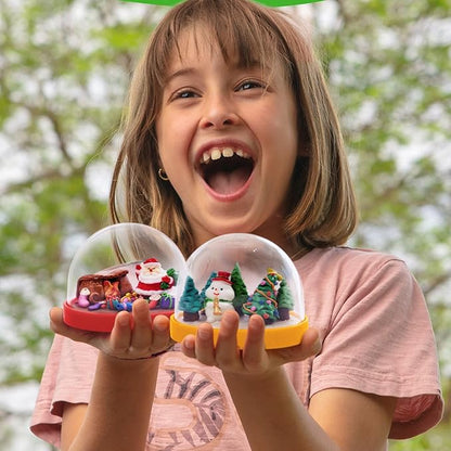 Make Your Own Holiday Water Globe Kit – 3X DIY Snow Globe Making Kit w/ 3 Figures, 10 Packs of Modeling Clay for Sculpting, Crafts for Girls Ages 4-6, Arts and Crafts for Kids Ages 4-6-8-12