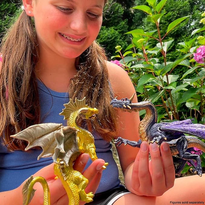 Safari Ltd. Golden Dragon Figurine - Detailed 6.75" Model Figure - Fun Educational Fantasy Play Toy for Boys, Girls & Kids Ages 4+