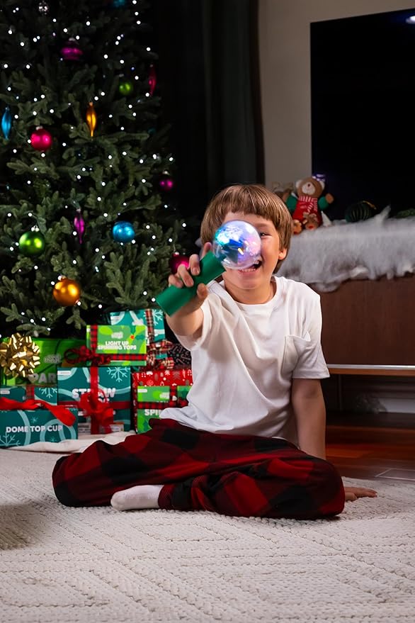 Jumbo Snowball Light Up Christmas Spinners LED Spinning Wand Toy, Sensory, Stocking Stuffer, Party Favor for Kids & Adults (Christmas Tree)