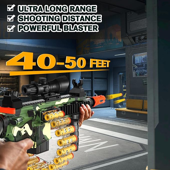 Toy Guns Electric Toy Foam Blaster Soft Bullet Toy for Nerf Guns Darts Automatic Sniper Rifle with Scope, Electric Machine Guns for Boys 8-12 Age