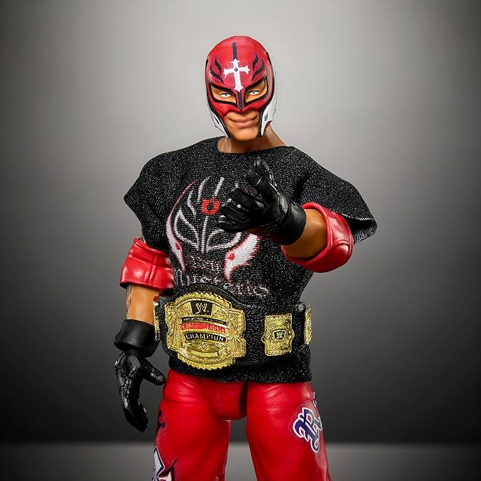 Mattel WWE Ultimate Edition Action Figure Rey Mysterio Fan TakeOver Collectible with Interchangeable Accessories, Extra Heads & Swappable Hands