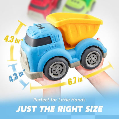JOYIN 3 Pack 6.7" Big Trucks for Toddlers Includes Garbage, Dump and Fire Truck, Car Toys Gift for Kids, Easter Christmas Birthday Gifts for Boys Girls