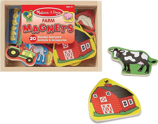 Melissa & Doug 20 Wooden Farm Magnets in a Box