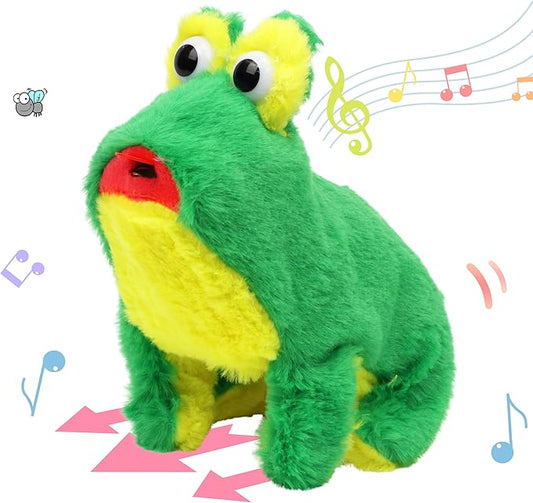 Hopearl Jumping Croaking Frog Interactive Electronic Pet Leapfrogging Plush Toy with Sounds and Movements Animated Stick Out Tongue Frog Gifts for Toddlers Birthday, 6''