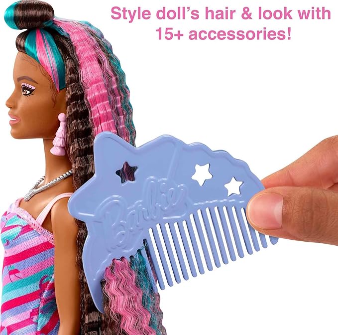 Barbie Totally Hair Doll, Butterfly-Themed with 8.5-inch Fantasy Hair & 15 Styling Accessories (8 with Color-Change Feature)