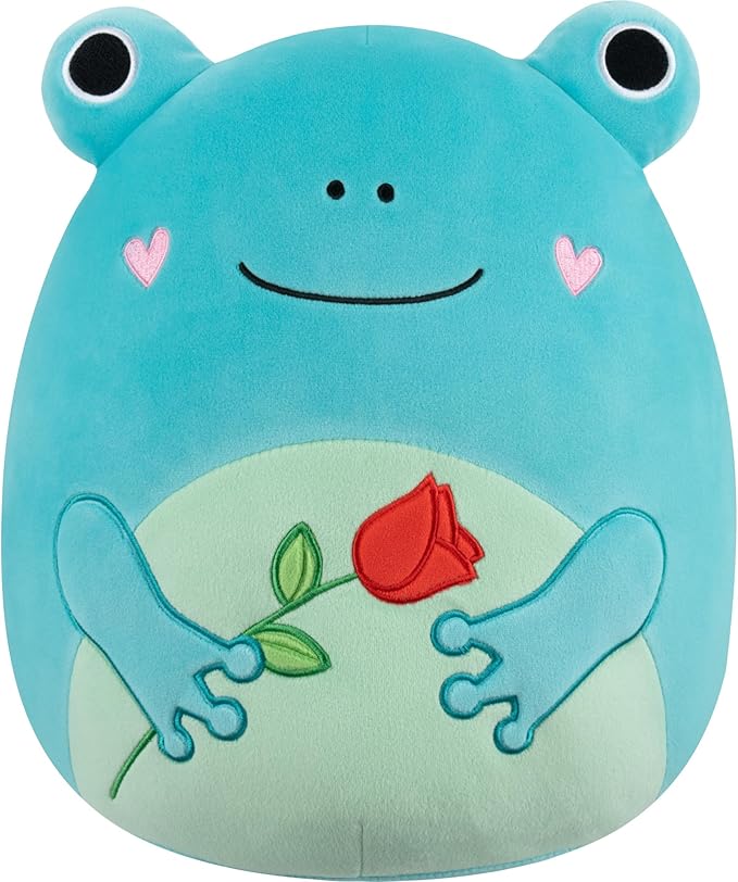 Squishmallows Original 12in Ludwig The Teal Frog Holding Rose – Official Jazwares Valentine’s Day Plush (Medium-Sized)