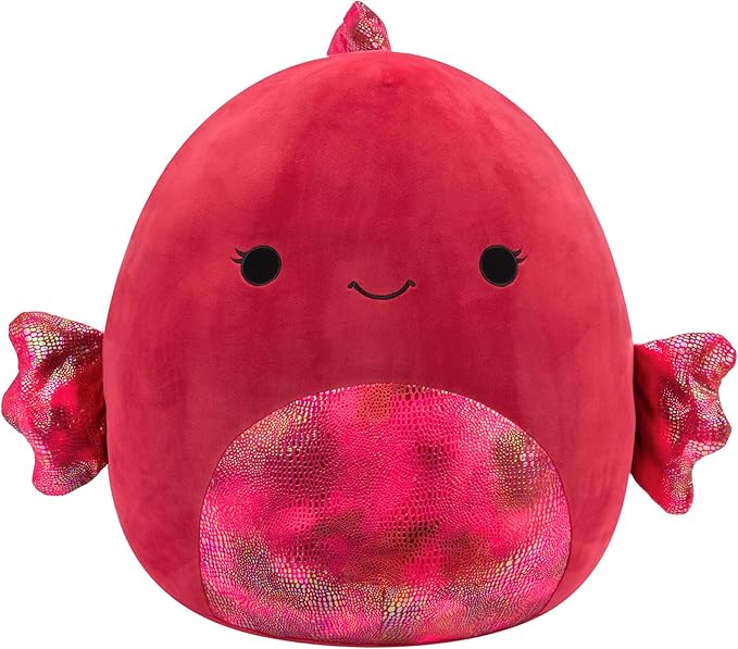 Squishmallows Original 20-Inch Barella Raspberry Betta Fish with Shiny Textured Fins - Official Jazwares Jumbo Plush