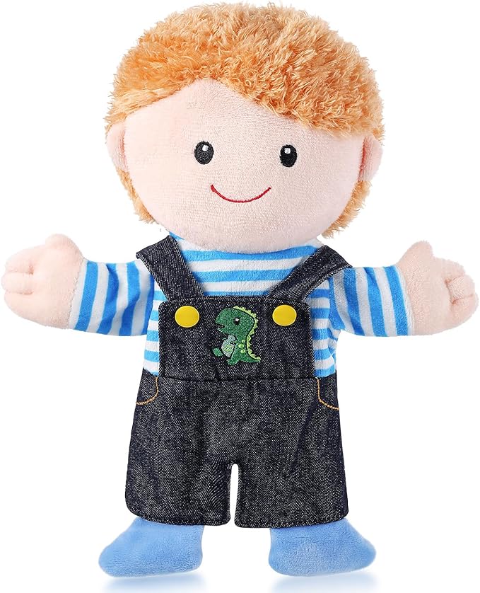 1 Pcs Family Hand Puppets 12 Inch Grandparents, Mom & Dad, Brother & Sister Plush Hand Puppet Toys Role-Play Toy Puppets for Kids Storytelling Imaginative Pretend Play Teaching Preschool(Brother A)