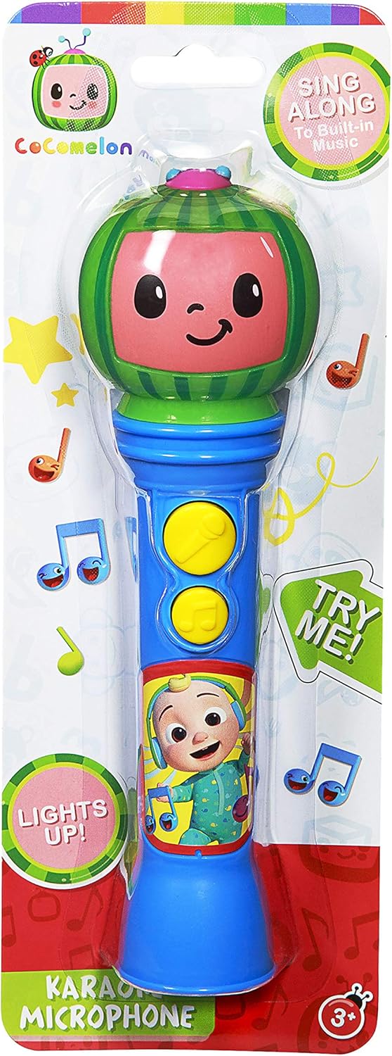 eKids Cocomelon Toy Microphone, Toy for Toddlers with Built-in Music, Designed for Fans of Cocomelon Toys