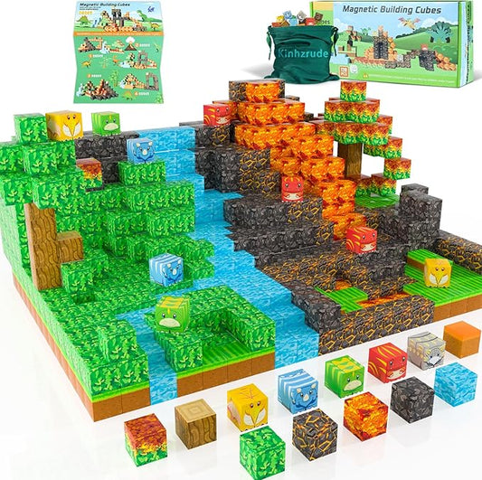 1 inch Magnetic Blocks - 120PCS Magnetic Toy Set, STEM Montessori Sensory Toys for 3+ Year Old Boys & Girls, Creative Construction Toys Gift for Toddlers Kids