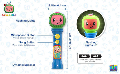 eKids Cocomelon Toy Microphone, Toy for Toddlers with Built-in Music, Designed for Fans of Cocomelon Toys