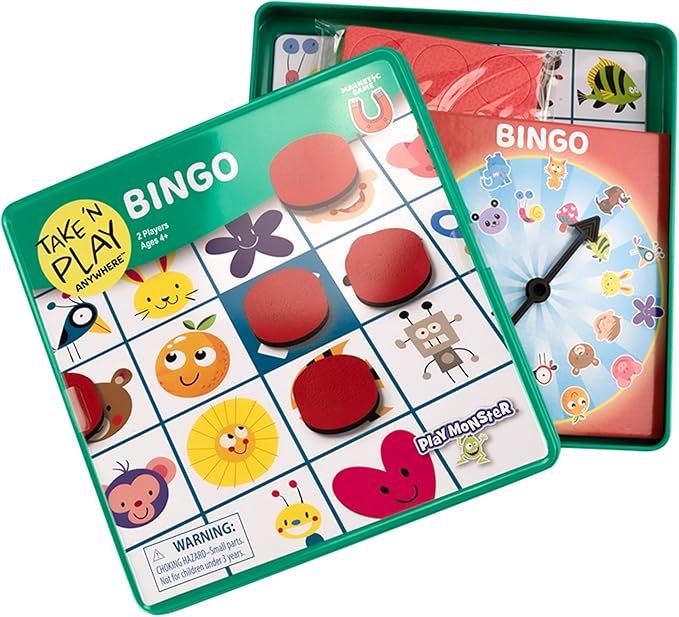 PlayMonster Take N Play Anywhere Bingo - Magnetic Pieces in Magnetic Travel Friendly Tin for Fun on the Go- For Ages 4+