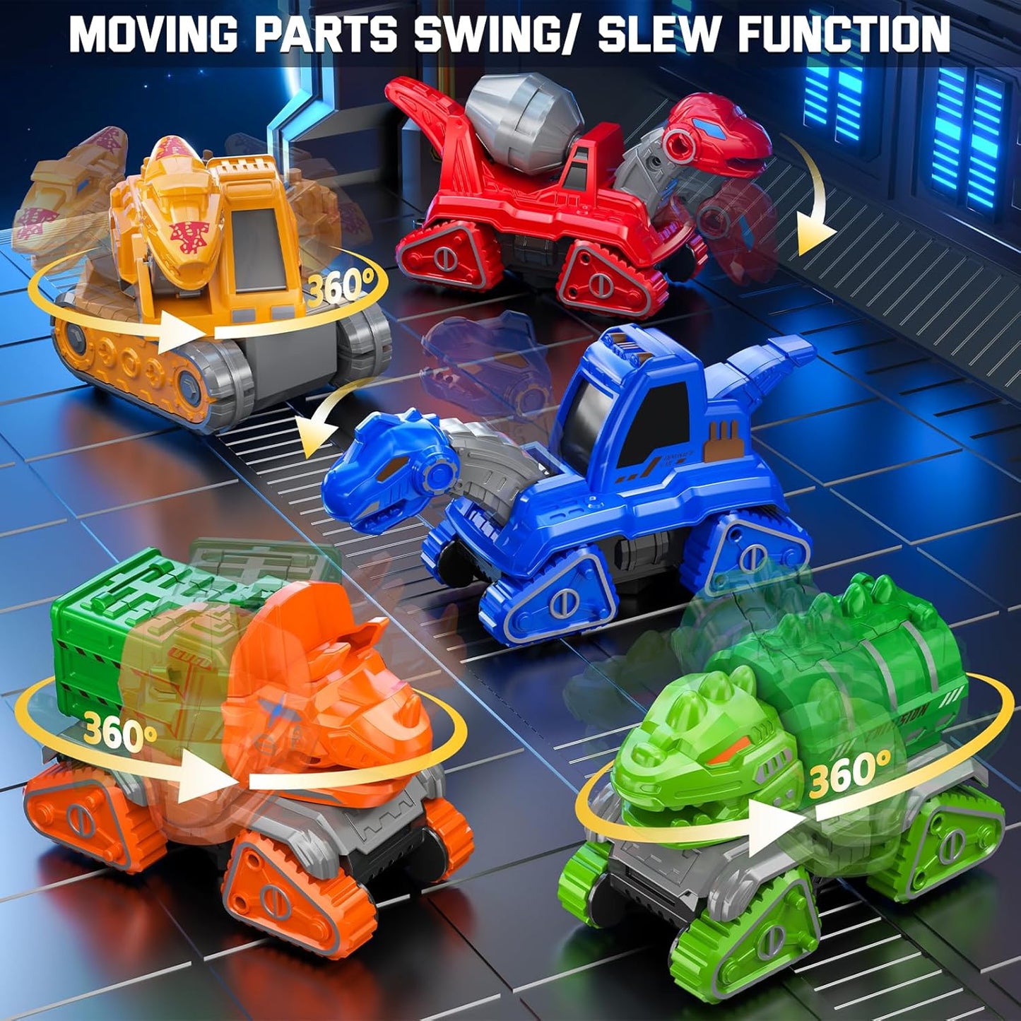 Transforming Robot Toys Set Construction Trucks, Dinosaur Vehicles 5 in 1 Transform Robot For Kids Ages 5-7, Educational STEM Building Toy Cars, Christmas Birthday Gifts for Boys 3 4 5 6 7 8 Years Old
