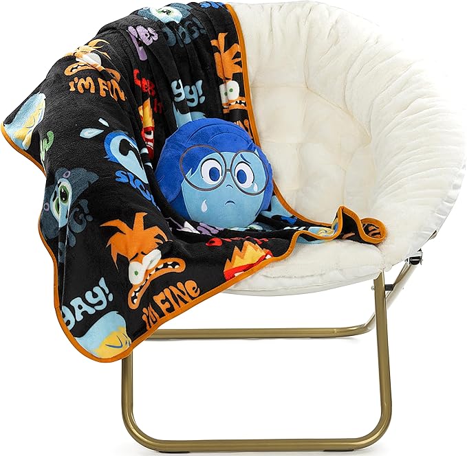 Jay Franco Disney Pixar Inside Out Sadness Nogginz Set - 40 x 50 Inch Lightweight Travel Throw Blanket & Pillow - Kids Super Soft 2 Piece Bedding Set