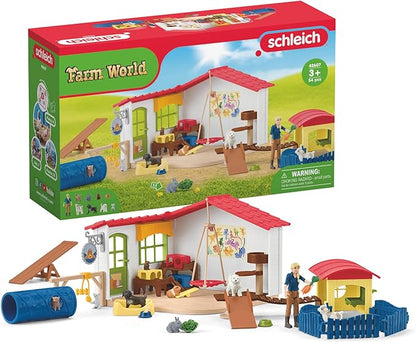 Schleich Farm World - 54PC Baby Animal Hotel Playset with Cute Pets, Caretaker and Movable Accessories - Realistic Animal Figurine Play Set - Fun Educational Toys for Kids and Toddlers Ages 3+| 42607
