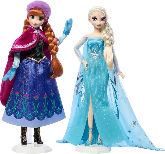 Mattel Frozen Anna & Elsa Doll Set - 2 Disney Princess Collector Fashion Dolls Celebrating Disney's 100 Years of Wonder, Inspired by the Movie