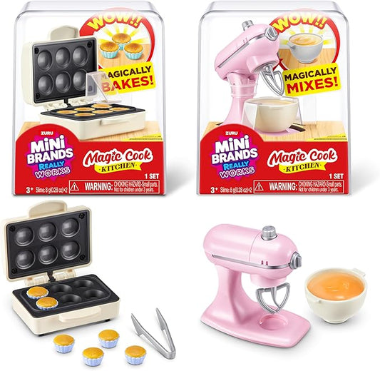 Mini Brands Really Works Magic Cook Kitchen Capsule Series 1 Cupcake Maker & Mixer Set by ZURU, Capsules of Miniature Real Working Kitchen Appliances, Non-Edible Collectible Toy Mystery Capsule