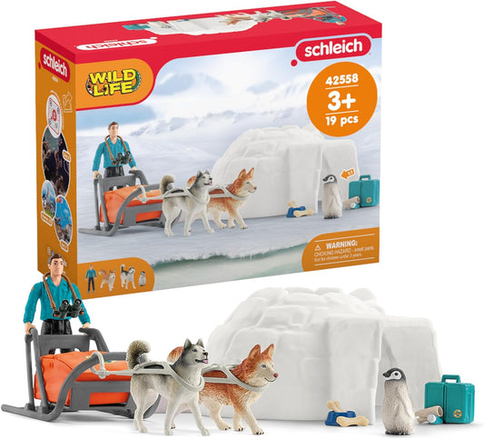 Schleich Wild Life - 19PC Antarctic Expedition Playset with Penguin, Dog Figurines, Action Figure and Accessories - Actic Animal Imaginative Play Set for Kids Ages 3+