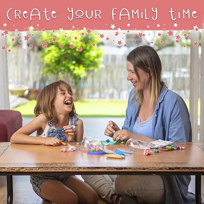 Snow Globe Making Kit for Kids - Make Your Own Snow Globes for Girls w/ 4 DIY Snowglobe, 5 Figures, 20 Packs of Modeling Clay for Kids for Sculpting - Arts and Crafts for Girls & Boys 8-12-4-8