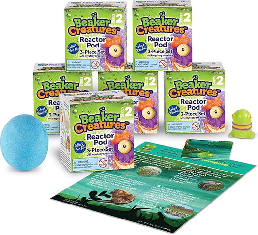 Learning Resources Beaker Creatures Series 2, Assorted Colors, Homeschool, Collectible Surprise Toys, Collectible Figurines, Surprise Toy, Mystery Toy, STEM, 6-Pack Pods, Ages 5+
